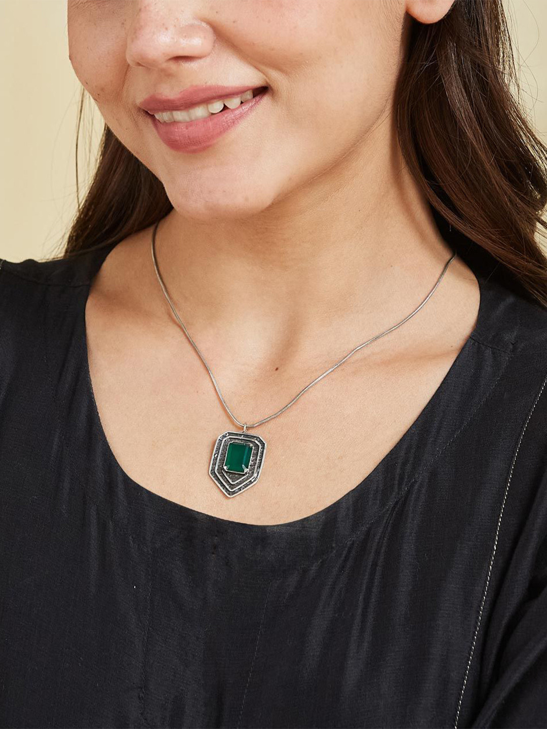 Fabindia Silver Short Necklace with Lobster Closure