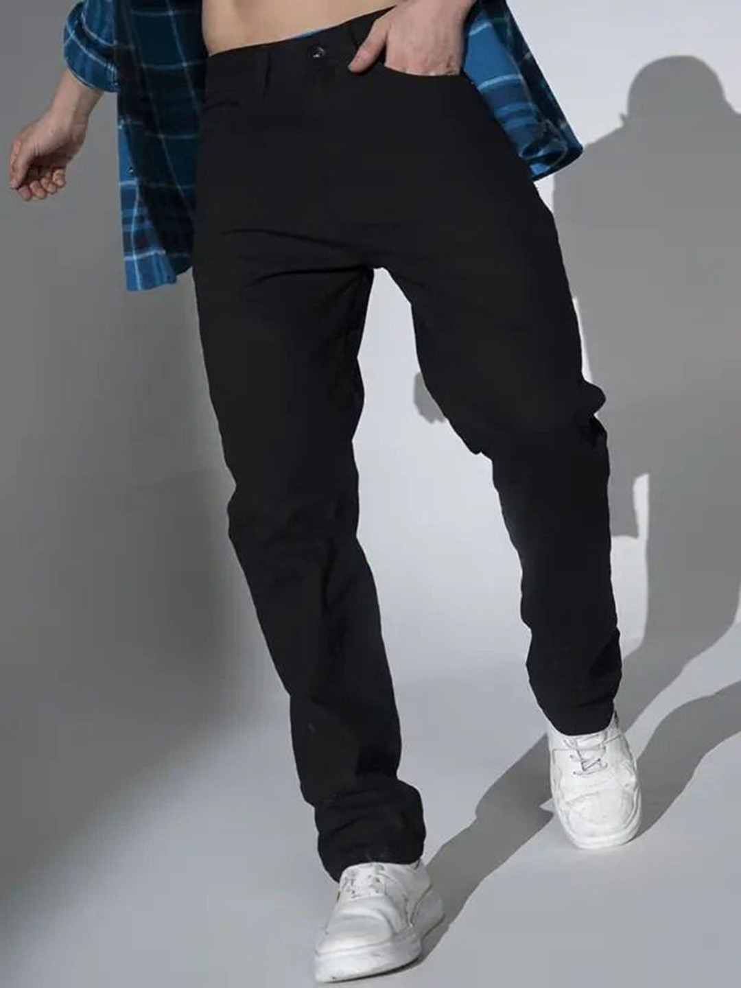 Playfeel Men Jean Mid-Rise Slash Knee Baggy Jeans