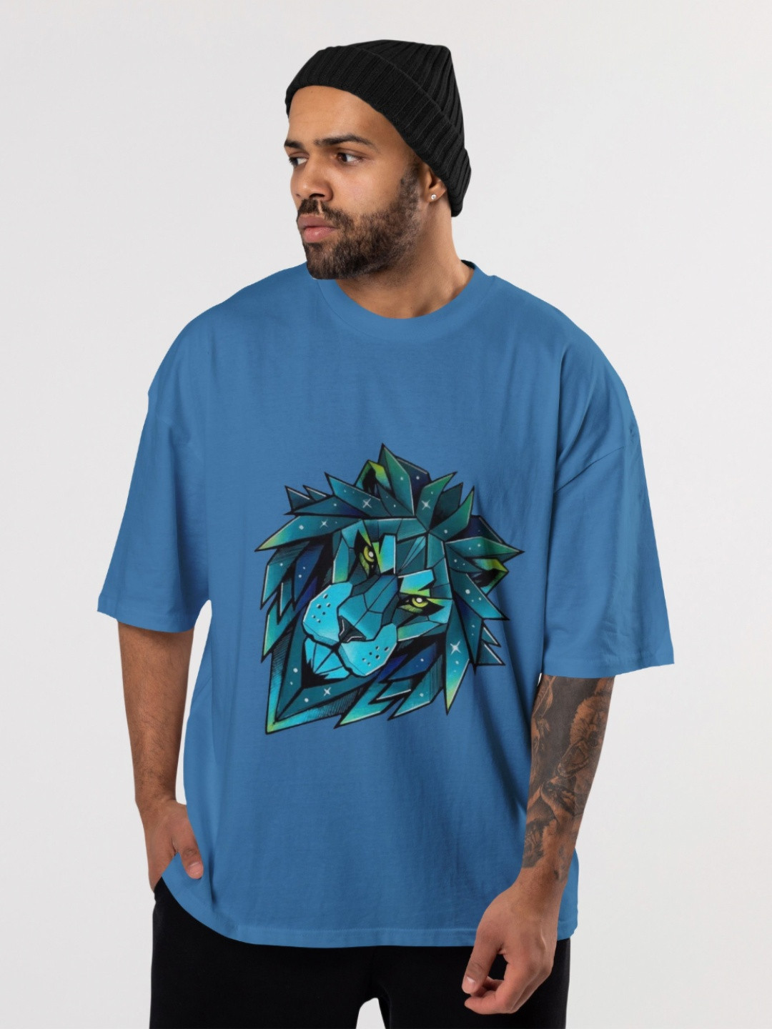 THE BEETEL HOUSE Animal Printed Drop-Shoulder Sleeves Cotton Oversized T-shirt