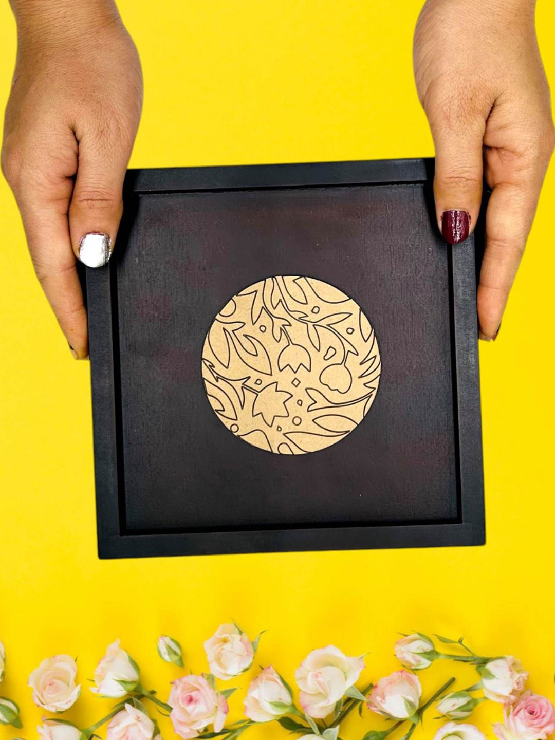 Angira Handicrafts Handicrafts Black Wood Flip Top Box Container Set