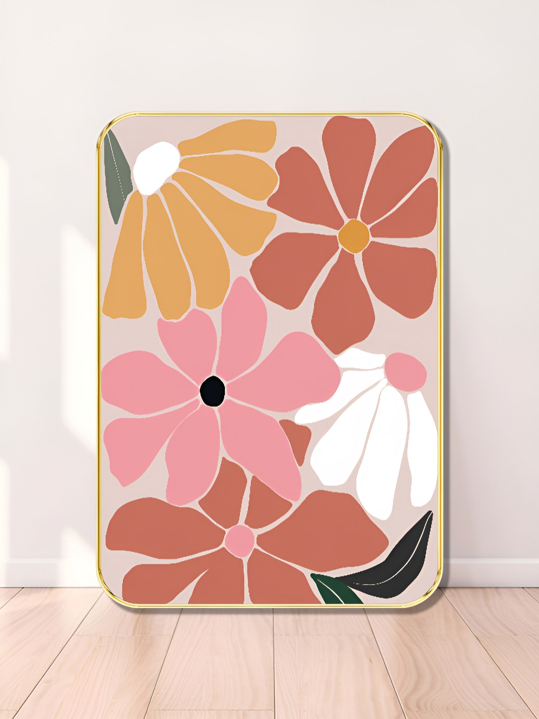 Myntra Elegant Homes Beige & Pink Bold Bloom Wooden Wall Art