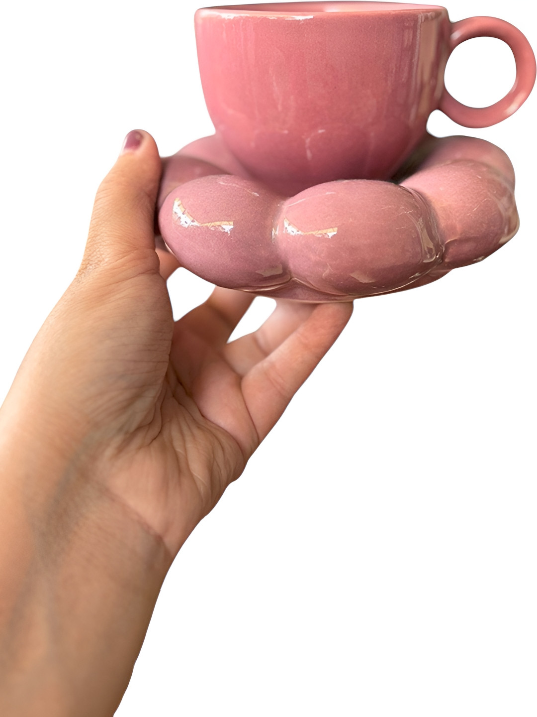 Dainty Little Shop Purple Bubble Ceramic Mug & Saucer Set