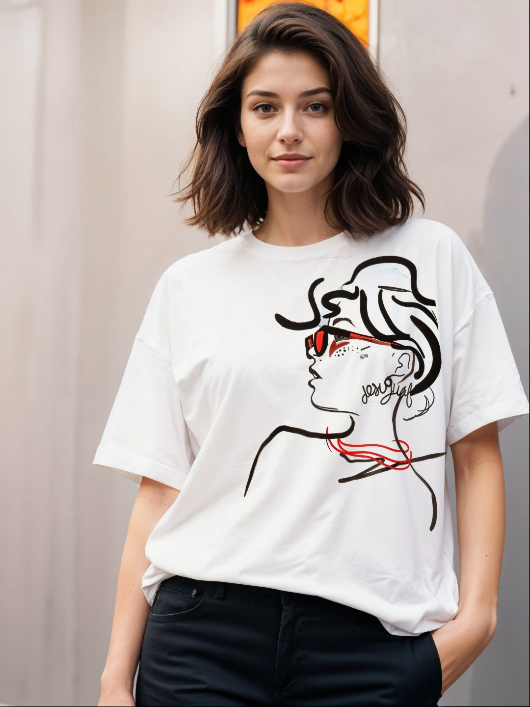 SMARTEES Women Printed Drop-Shoulder Cotton T-shirt