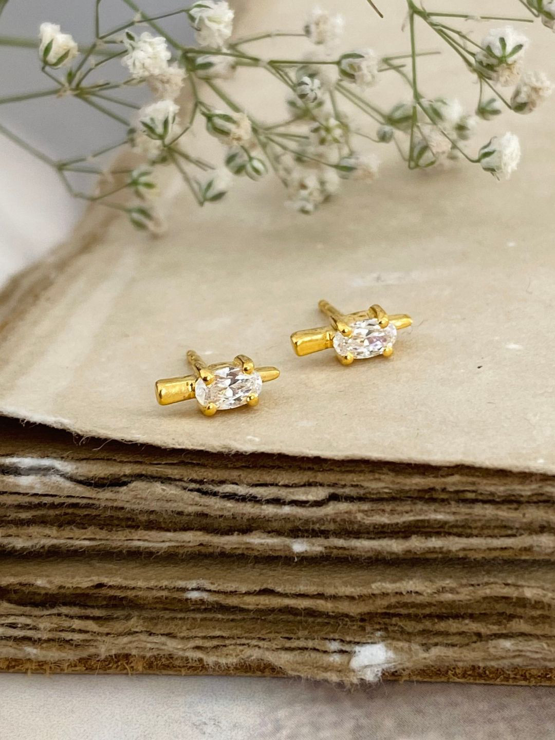 Boldiful Swerve Helix 18k Gold Vermeil Earstuds 5A Cubic Zirconia Earring