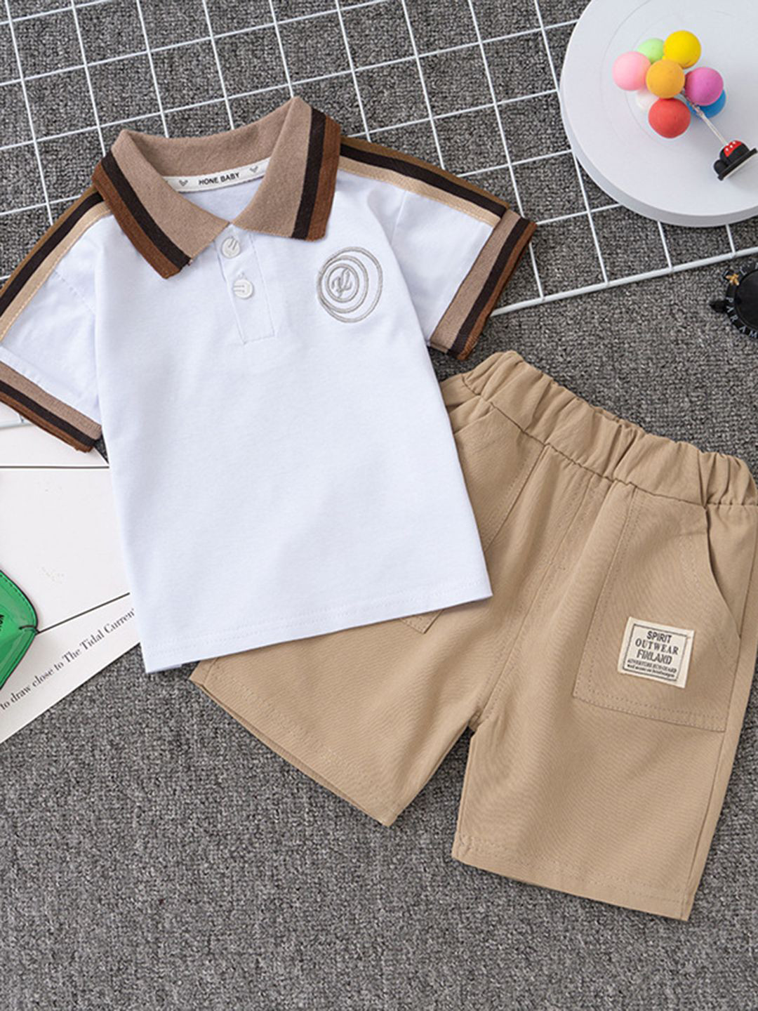 YK Boys Polo Collar T-Shirt & Shorts Clothing Set