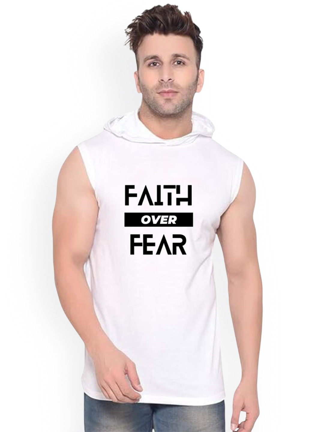 Fashnobic Men faith over Printed Pure Cotton Gym Vest K__print-98_gym_vest_white