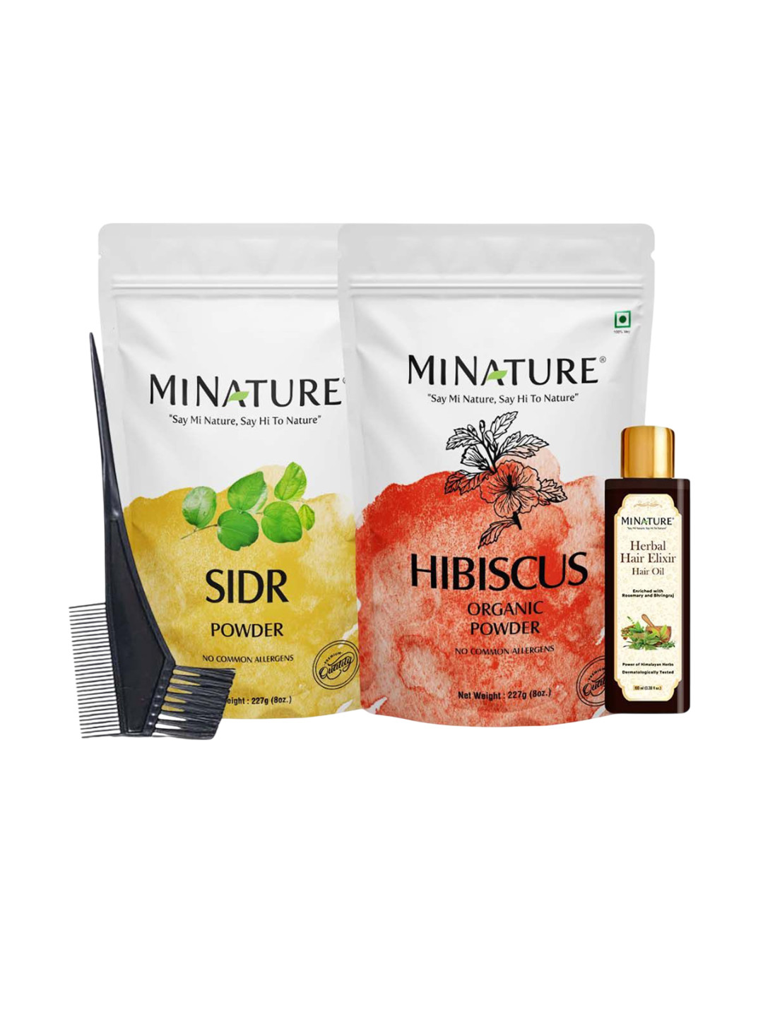 MINATURE Sidr & Hibiscus Powder -227 g Each & Hair Oil -100 ml