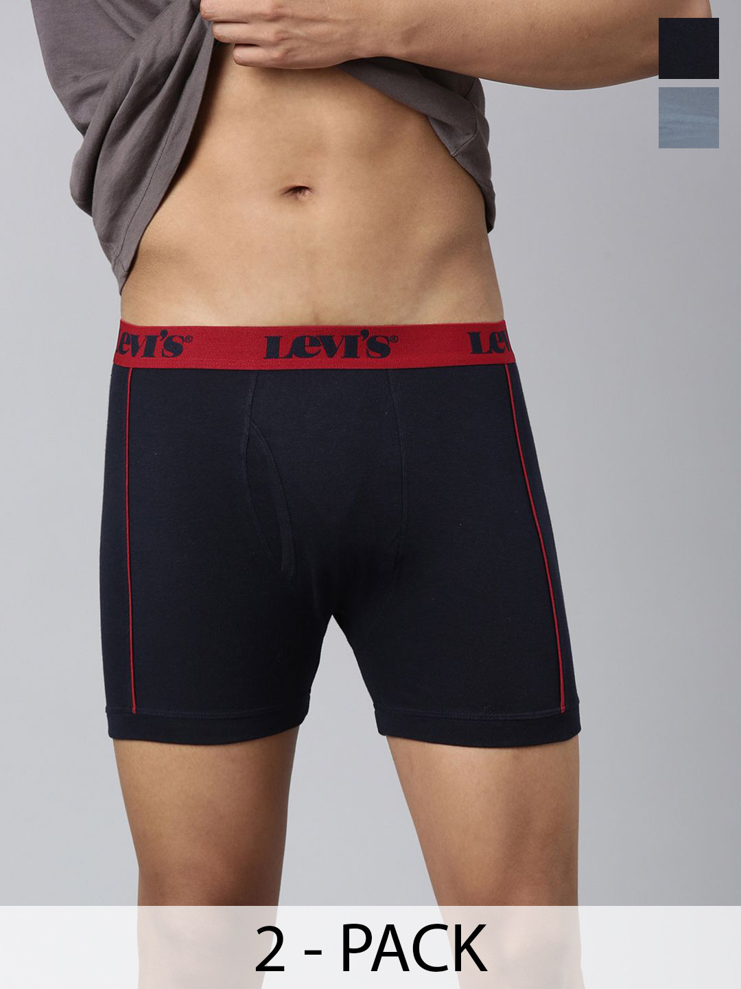 Levi's Men Pack of 2 Pure Cotton Long Length Ultrasoft Waistband Trunk