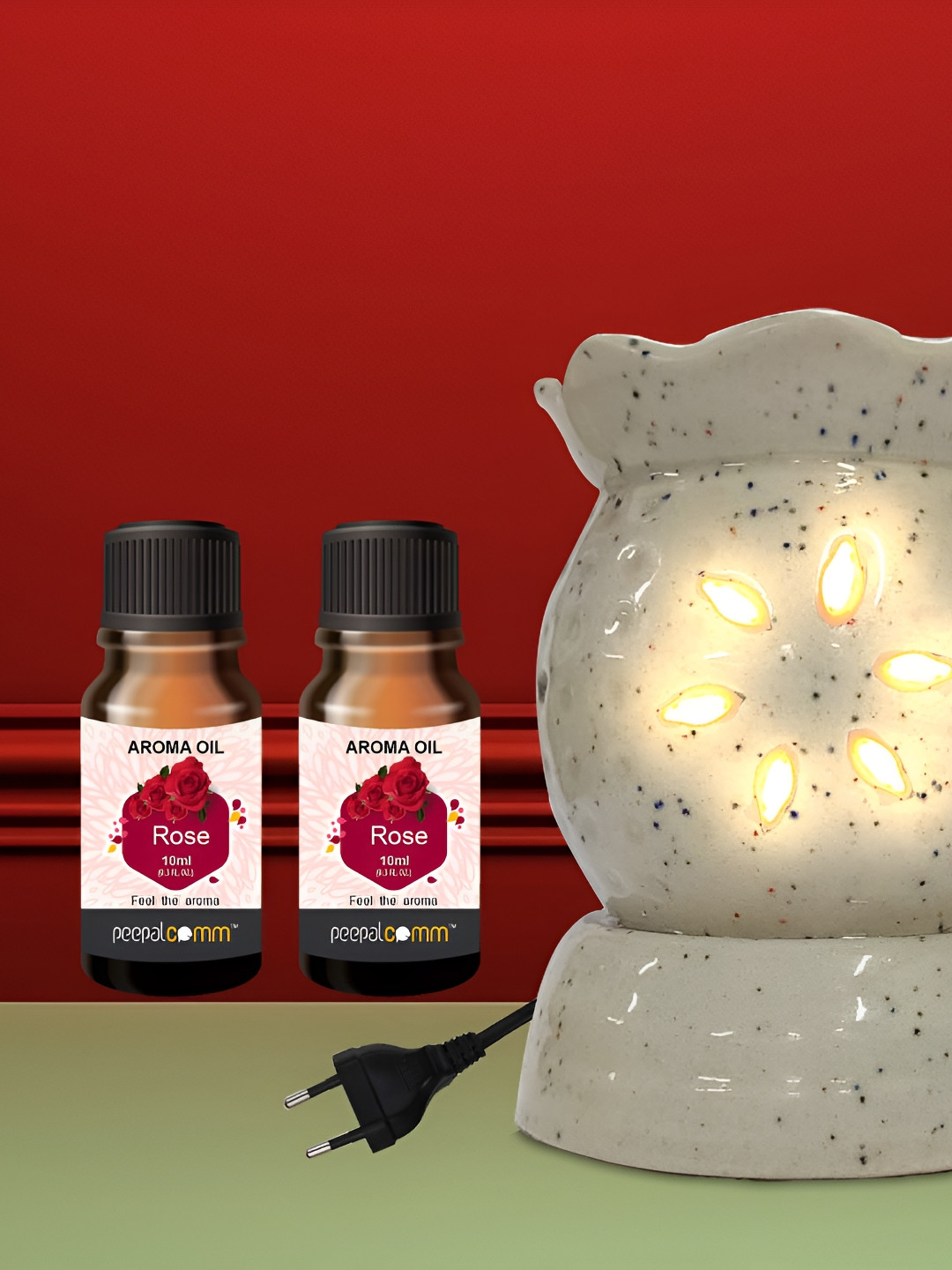 PEEPALCOMM 3Pcs White Electric Flower Round Diffuser Scented Aroma Oil - 10 ml