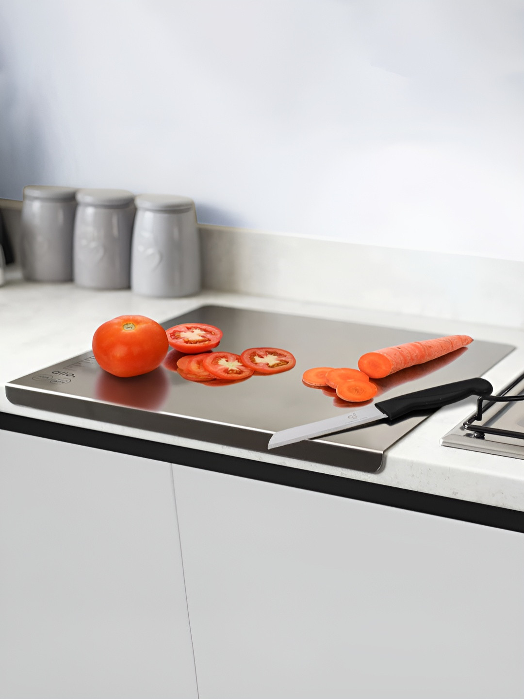 Allo Stainless Steel Counter Top Heavy-Duty & Knife Safe Cutting Board - Large 40x32 cm