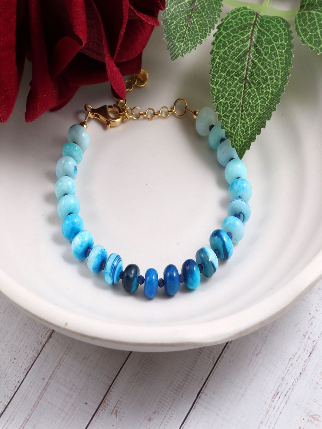 Nirvana Unisex Sterling Silver Opal Handcrafted Gold-Plated Link Bracelet