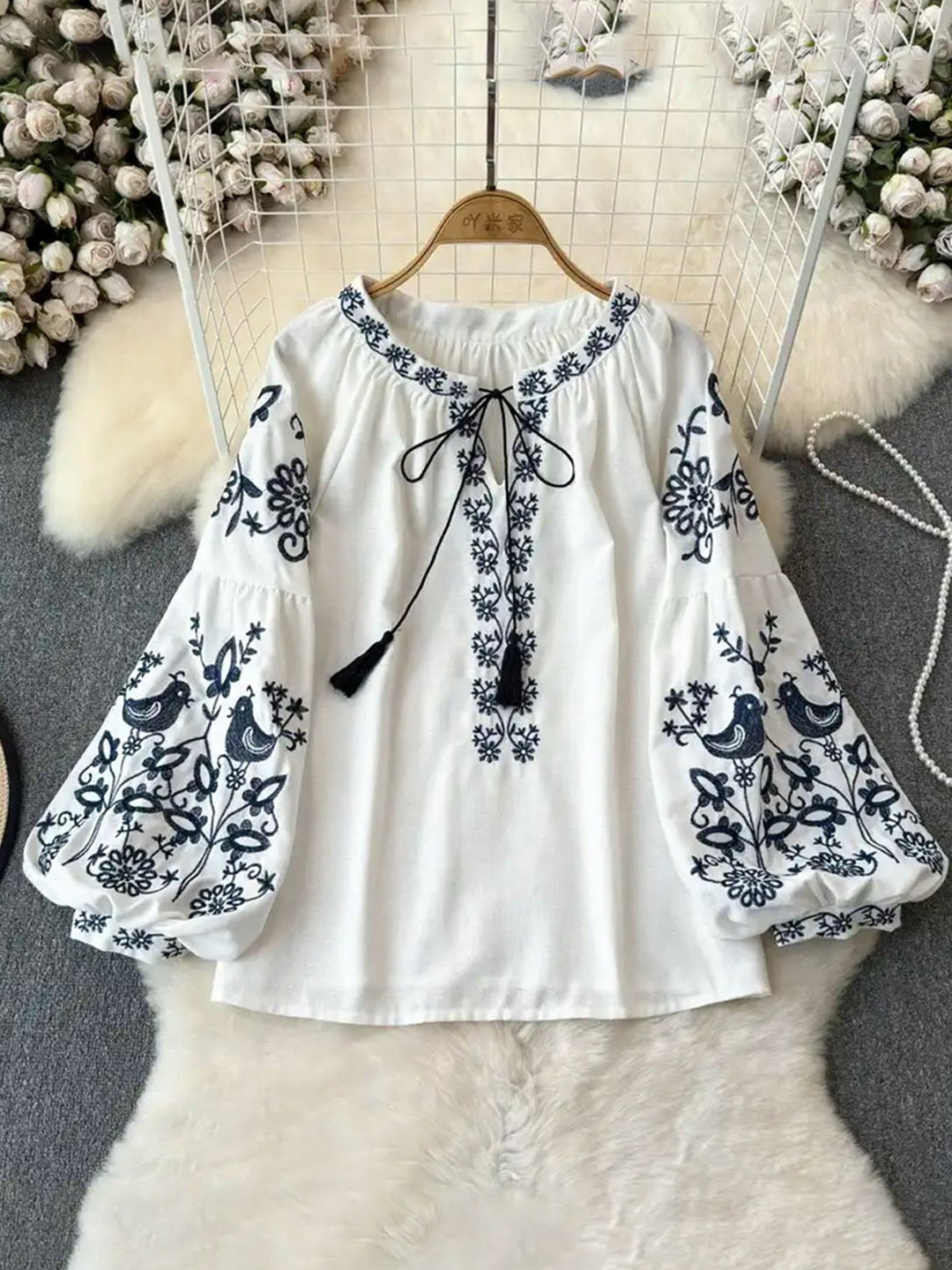 Miss Mosa By Akanksha  Teo Embroidered Pure Cotton Summer Top