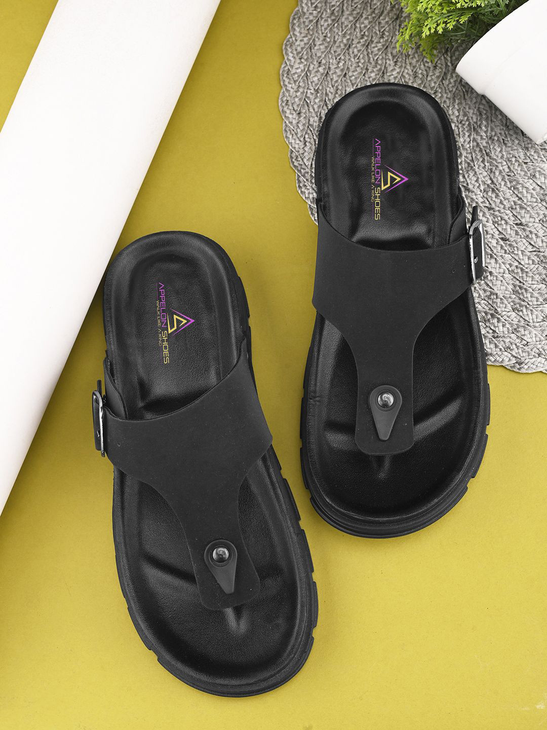 Appelon Men Slip-On Comfort Sandals With Buckle