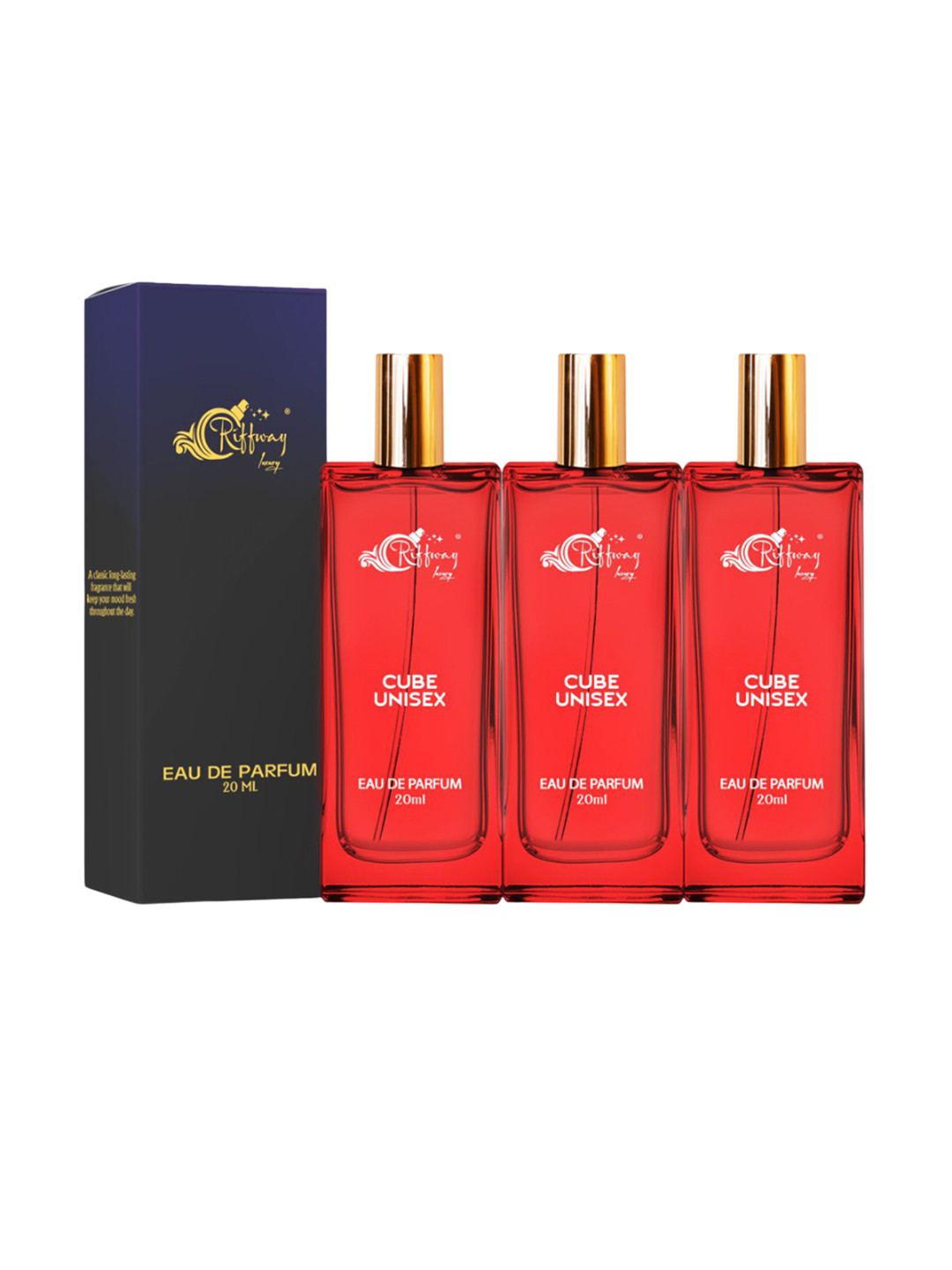 riffway Set Of 3 Cube Long Lasting Eau De Parfum - 20 ml Each