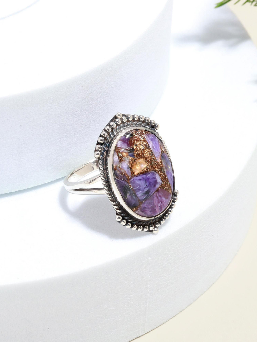 ORO ALMA Purple Copper Turquoise Silver Statement Ring