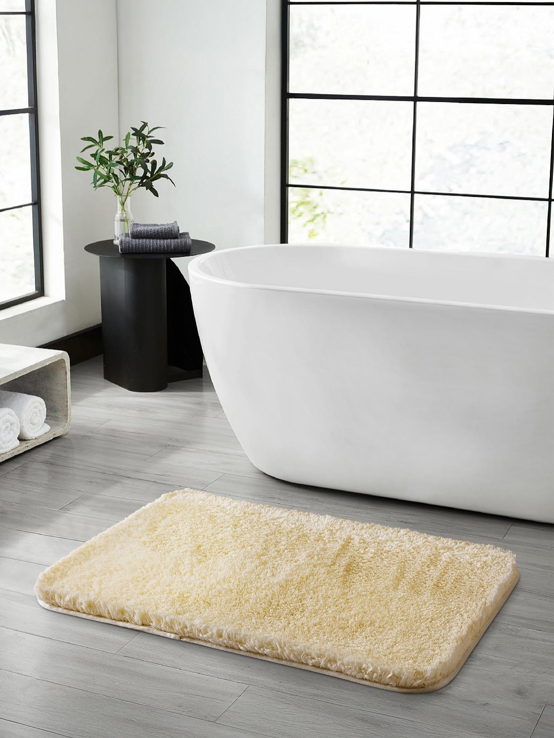OBSESSIONS Cream-Coloured 2400 GSM Anti-Skid Bath Rug