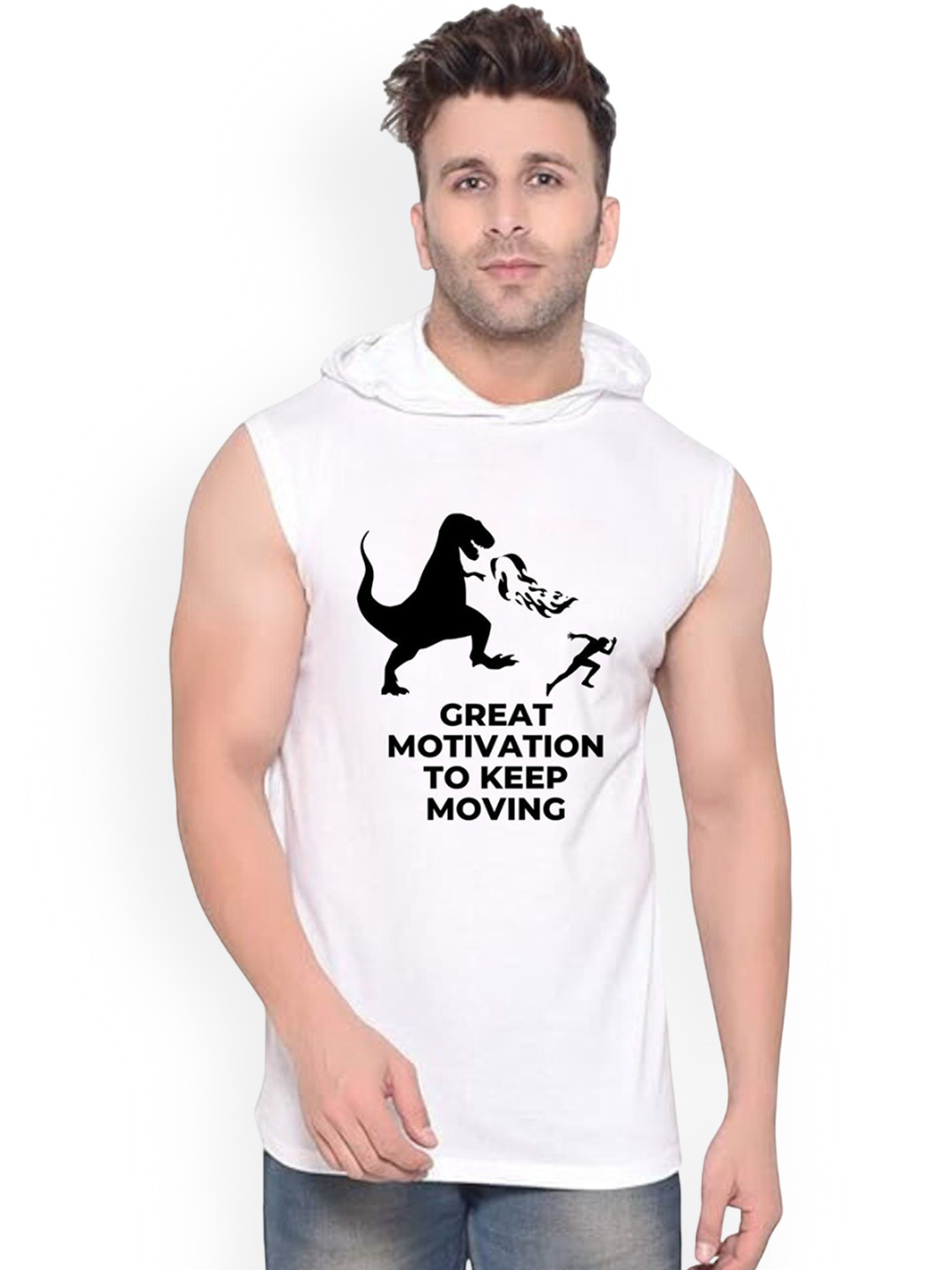 Fashnobic Dinosaur Printed Gym Vests K__print-9_gym_vest_white