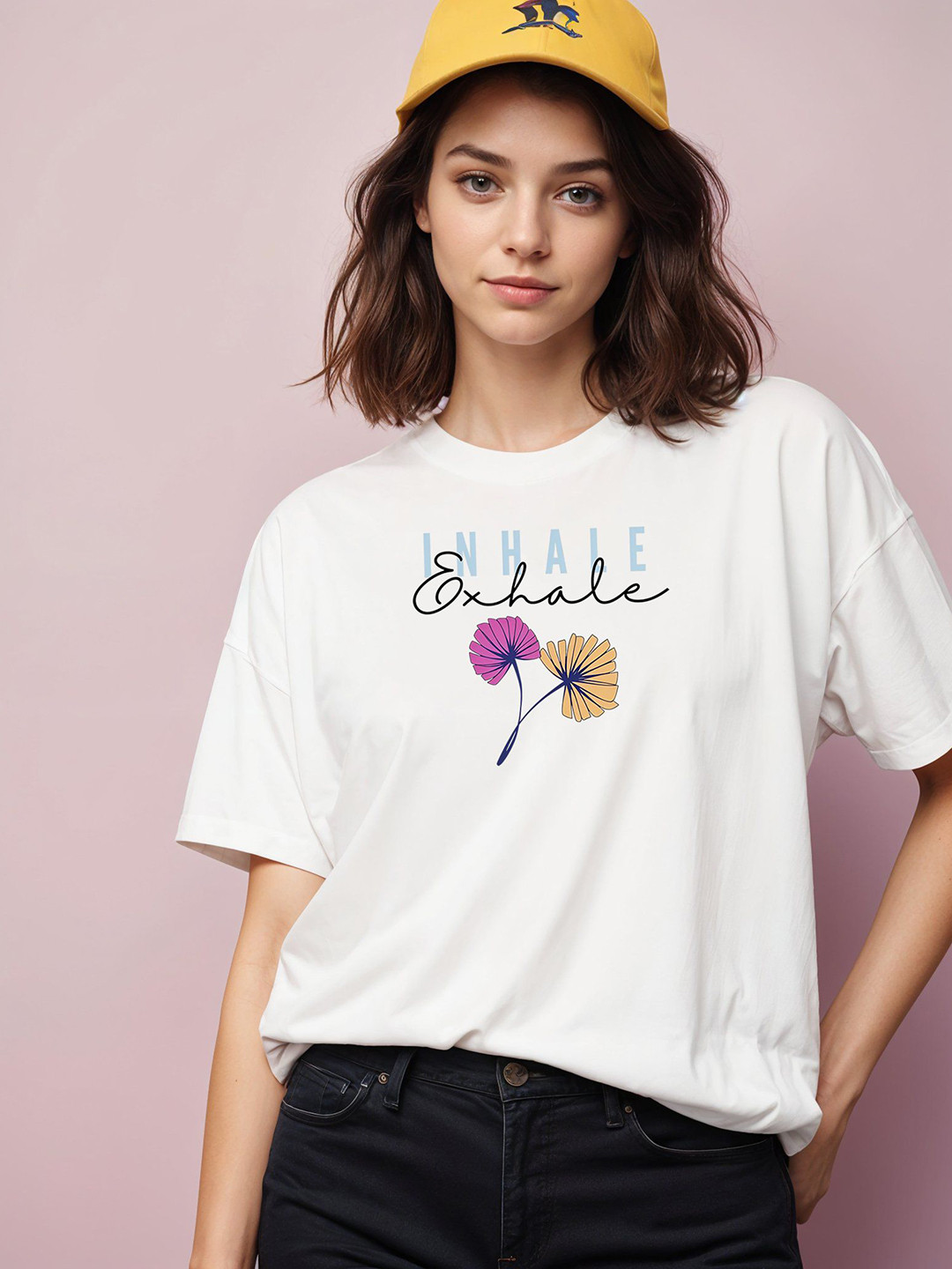SMARTEES Women Printed Drop-Shoulder Cotton T-shirt