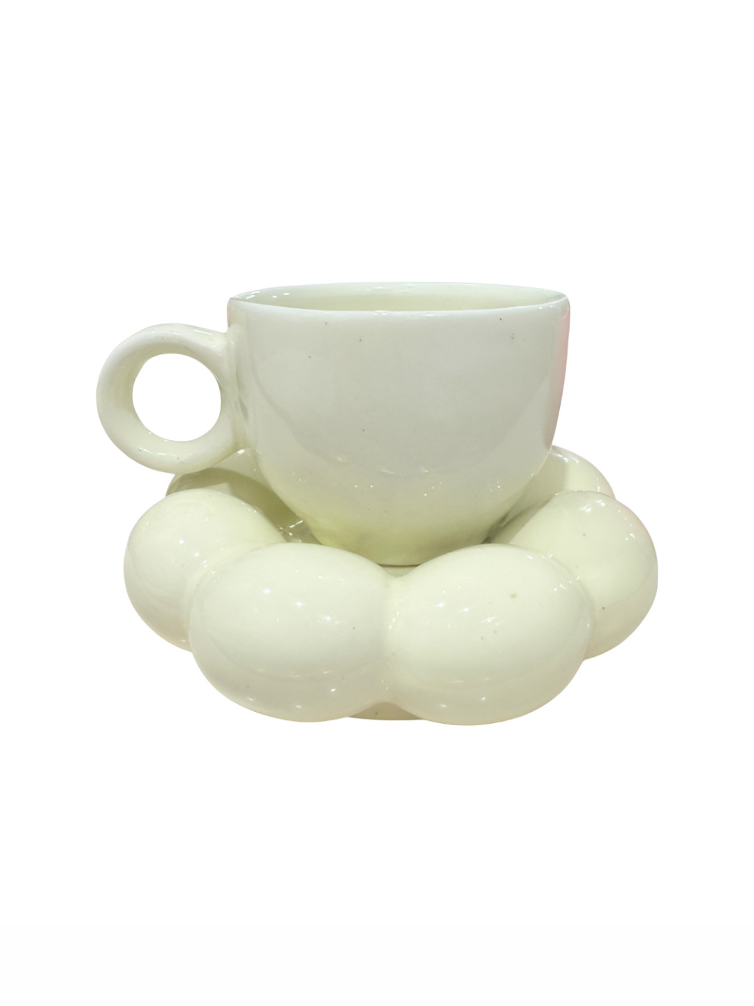 Dainty Little Shop Yellow Bubble Ceramic Mug & Saucer Set