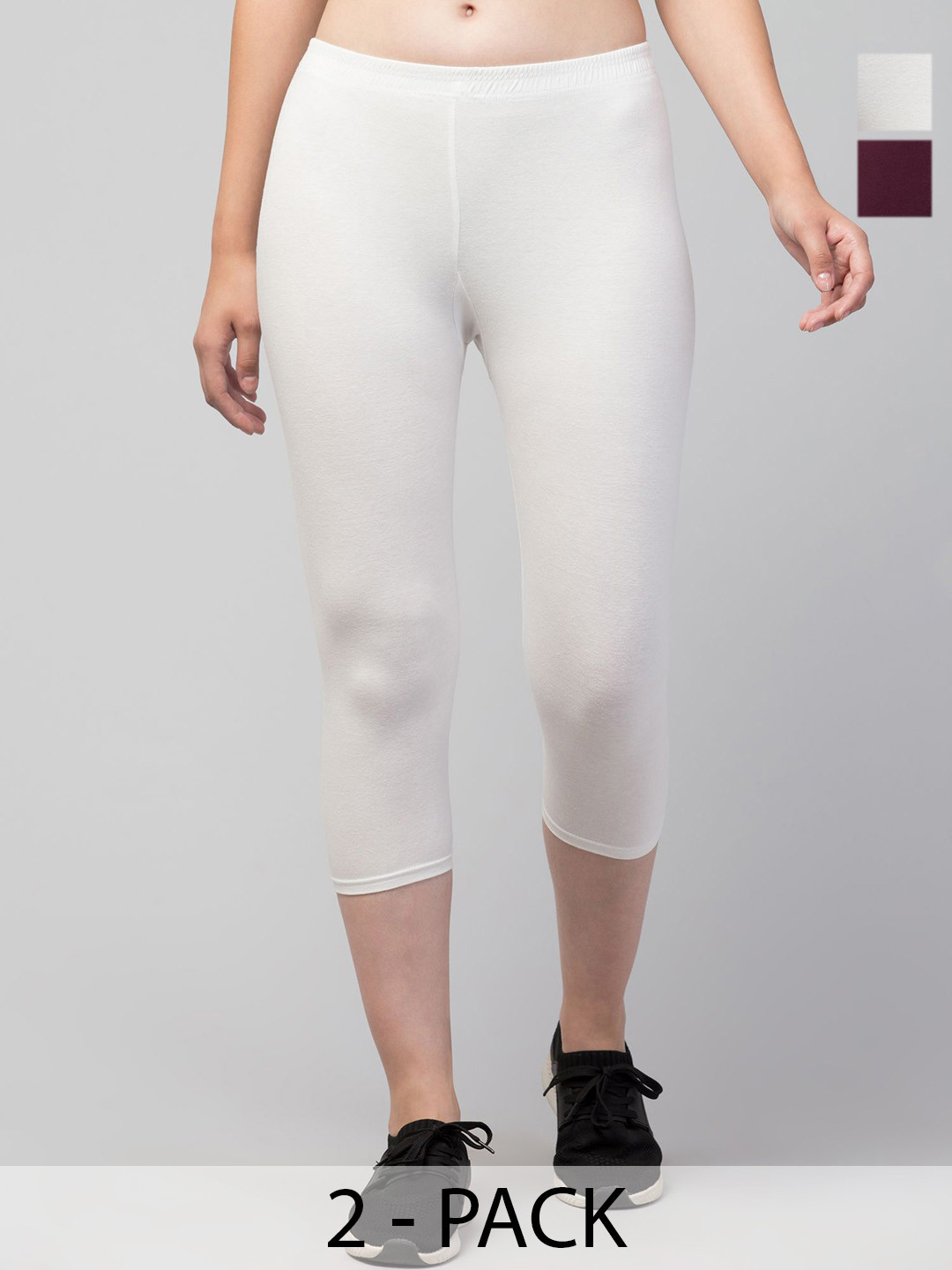 DRAXSTAR Women Pack Of 2 Low Rise Slip-On Skinny Fit Capris