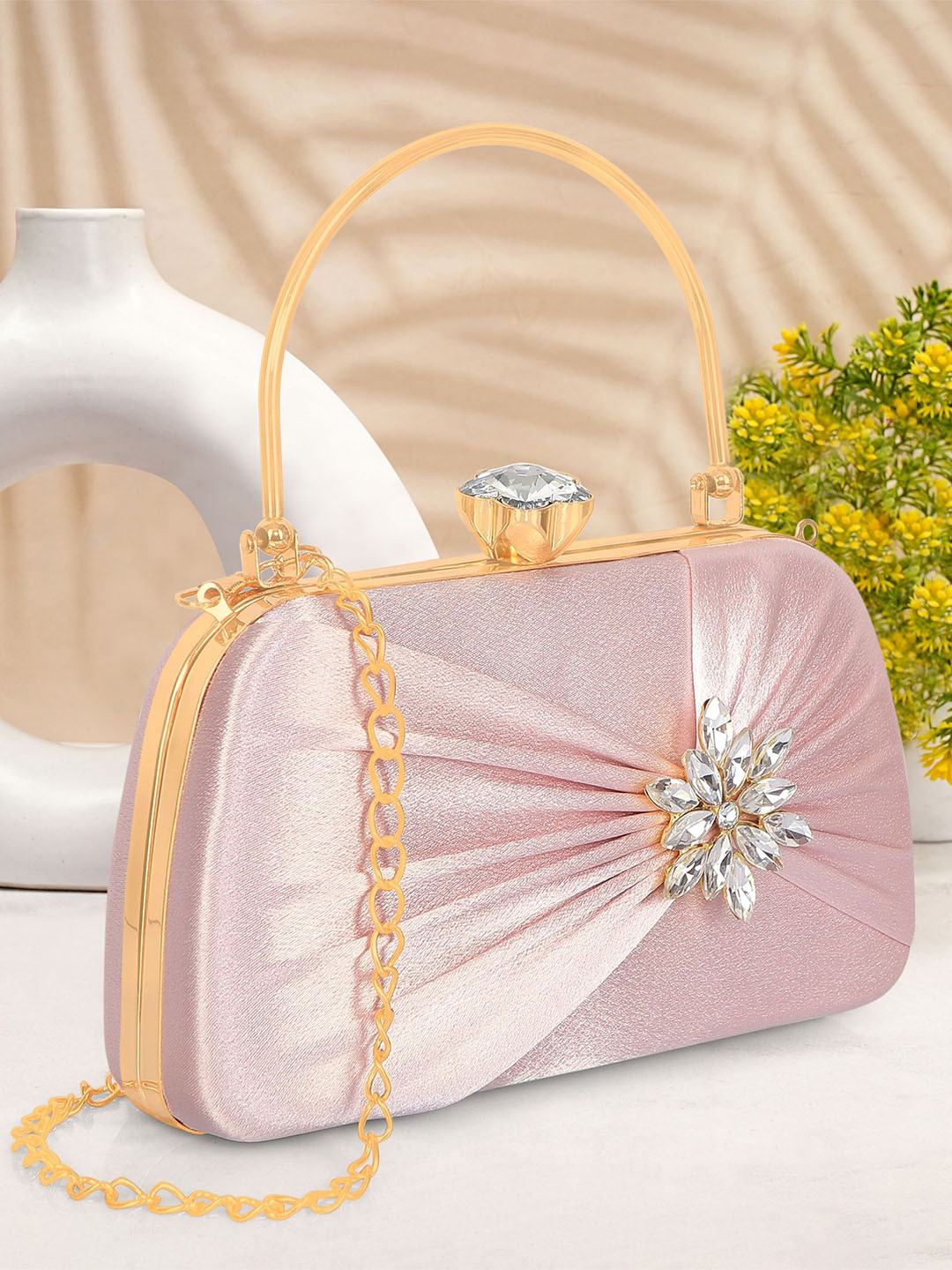 MISHA Dazzle Dream Embellished Shoulder Strap Kiss Box Clutch