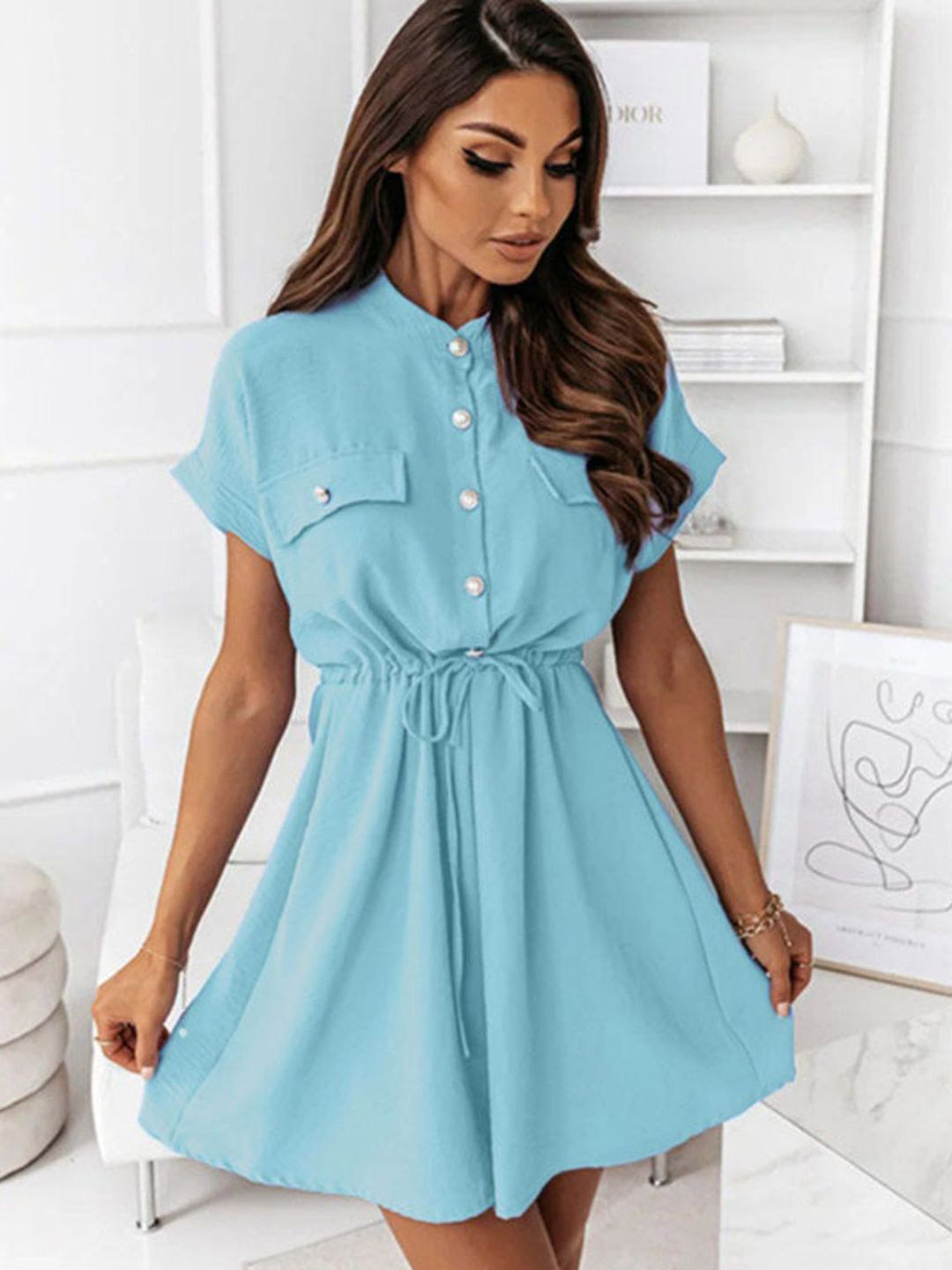 The Roadster Lifestyle Co Ruffled Short Sleeved Fit & Flare Dress