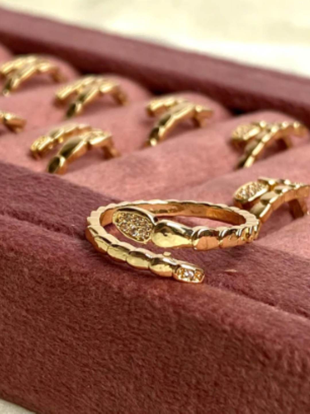 Serpant Gold-Plated Adjustable Finger Ring