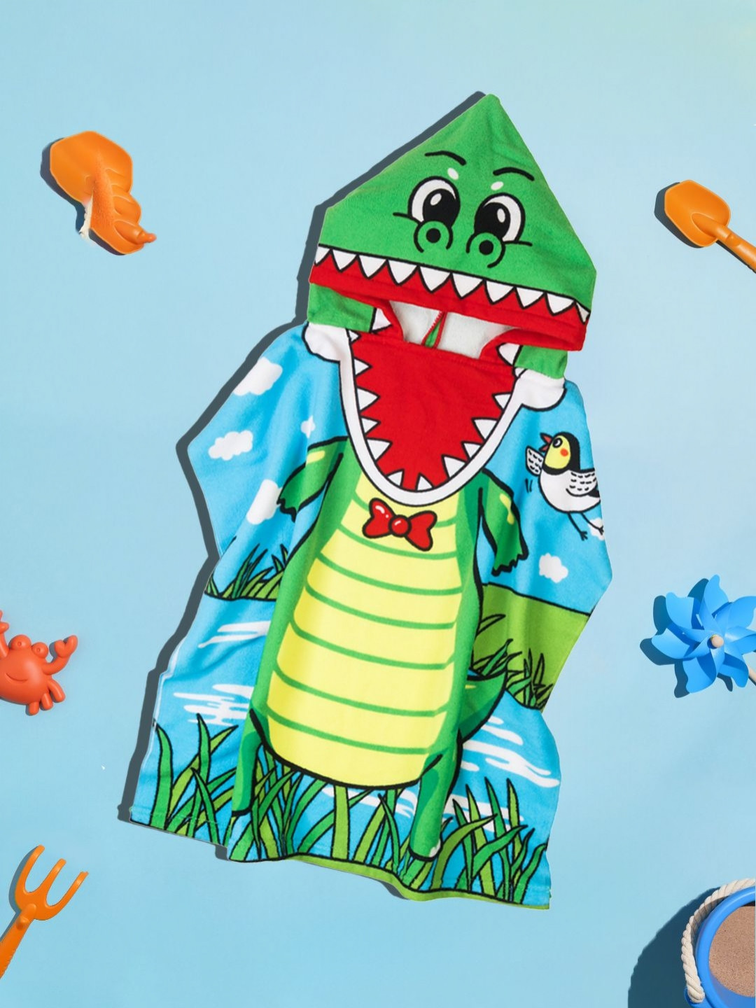 Yellow Bee Green & Blue 1 Printed Other 250 GSM Bath Towel