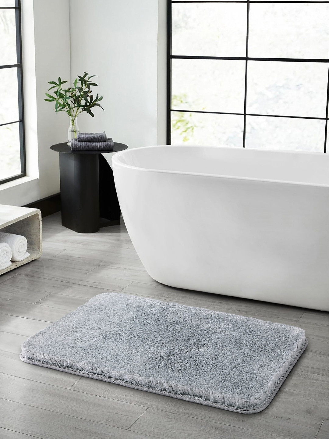OBSESSIONS Grey 2400 GSM Non-Slip Bath Rugs