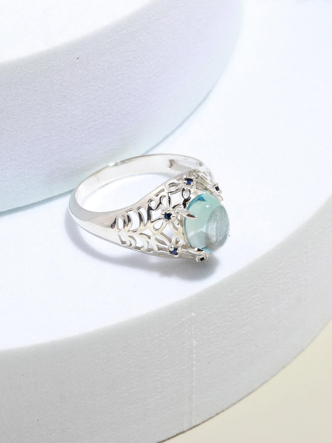 ORO ALMA Blue Topaz & Sapphire Silver Ring