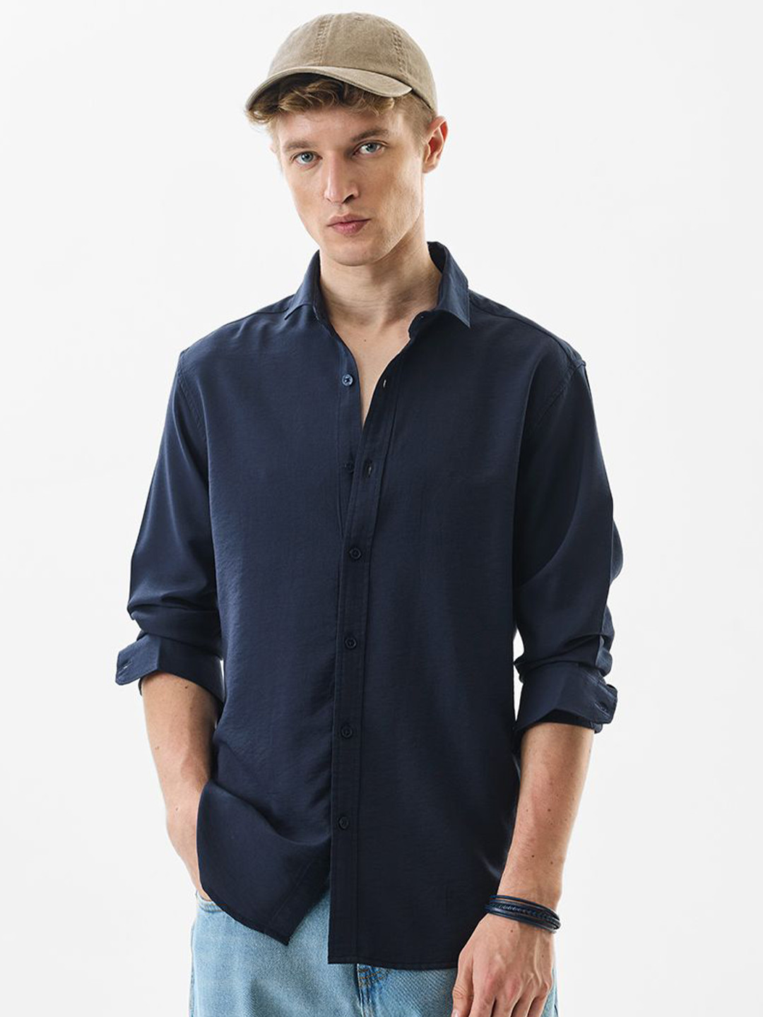 Snitch Slim Fit Plain Long Sleeves Shirt