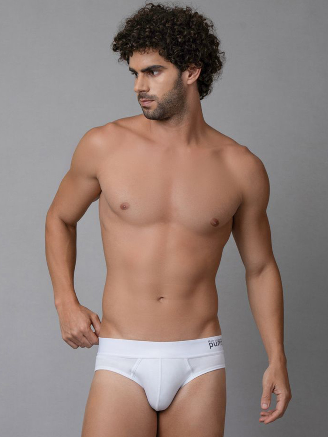 PUMP CLUB Mid-Rise Classic Basic Briefs ART5002-White-M
