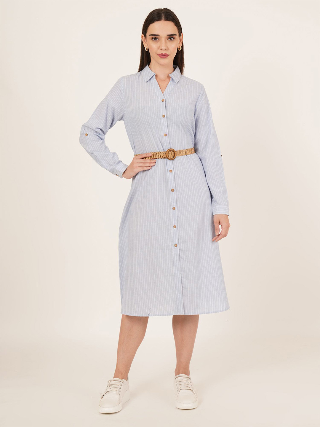 IX IMPRESSION Striped Shirt Midi Dress