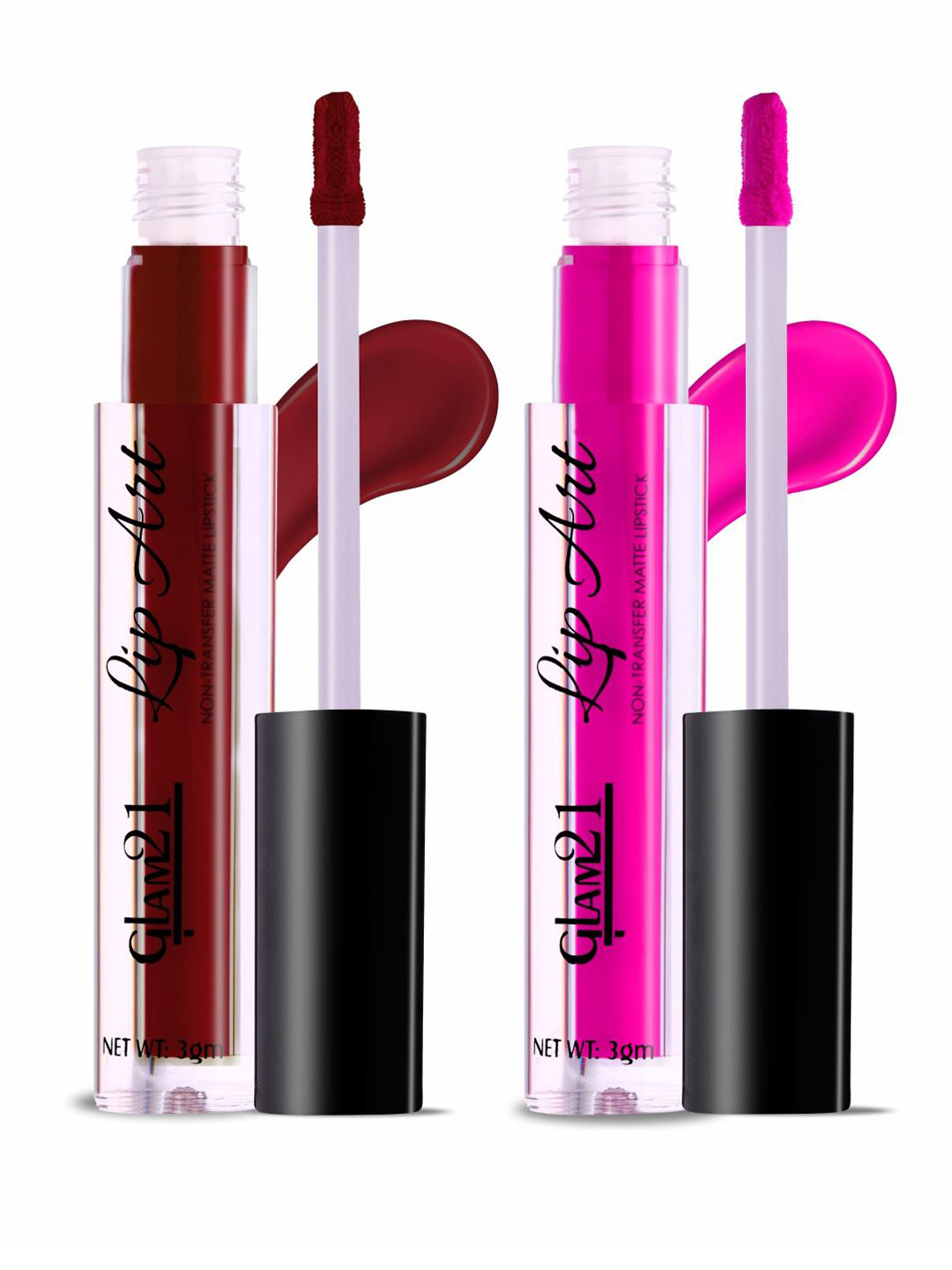 GLAM21 Set Of 2 Lip Art Non Transfer Liquid Lipstick - 3 g Each-Urban Maroon-Pink Pie