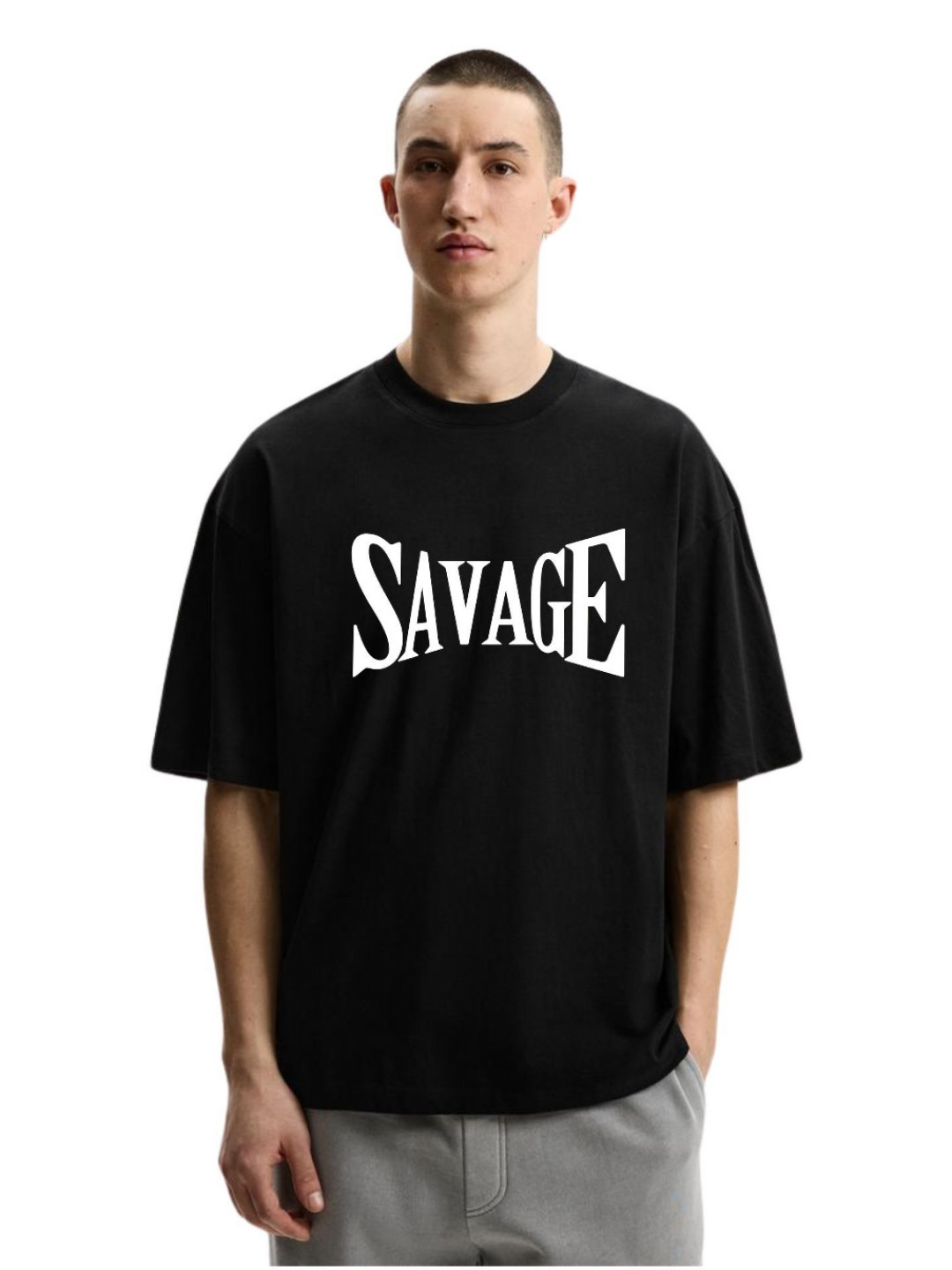 Fashnobic Men Typography Printed Oversized Cotton T-shirt