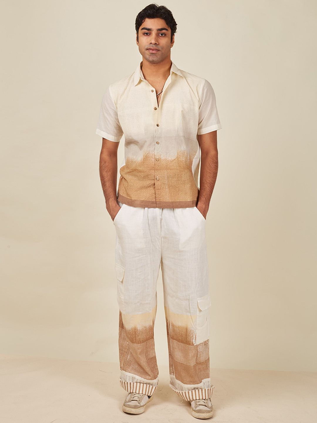 Banana Labs Ombre Pure Cotton Shirt Collar Shirt With Cargo-Trousers Co-Ords