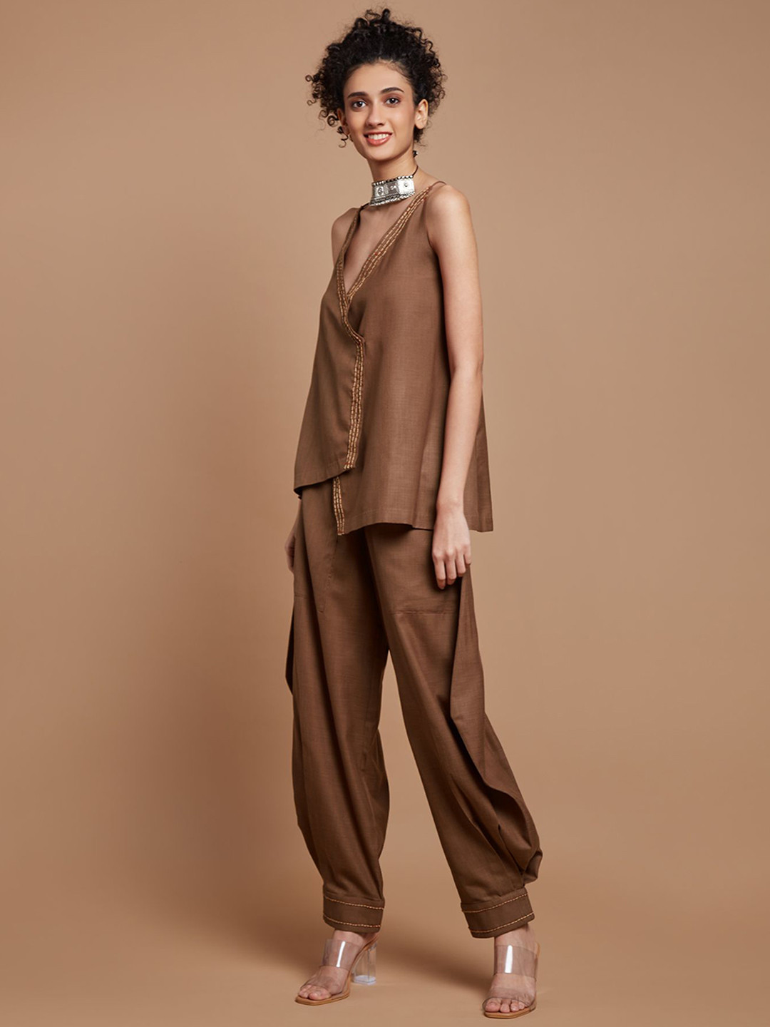 Chhaya Gandhi Design Studio Sphagetti Top With Trousers Co-Ords