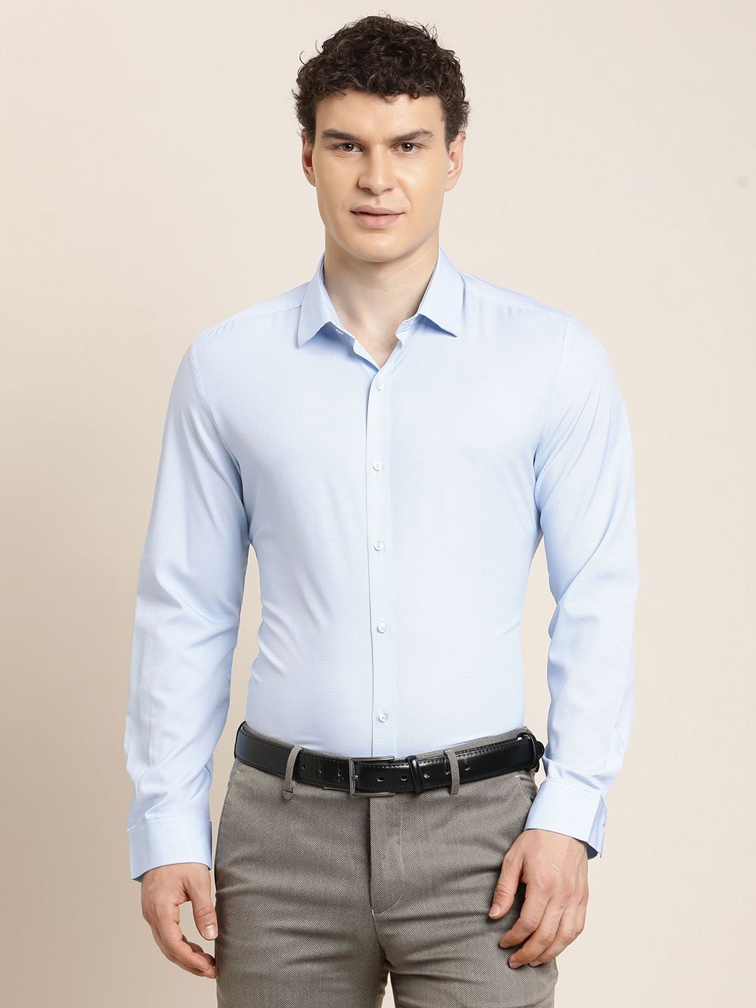 Turtle Classic Slim Fit Printed Formal Shirt