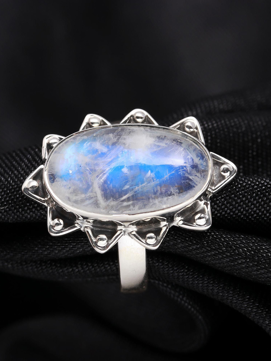 ORO ALMA Moonglow Rainbow Moonstone Silver Ring