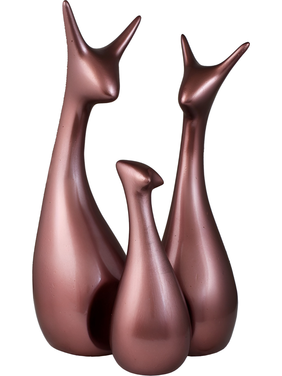 Aura Electroplating Cat Brown Polyresin Natural Living Room Set of 3 Small Showpieces - 2.8 Inches