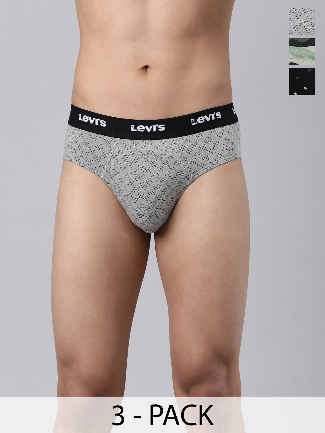 Levi's 021 Men Pack of 3 Cotton Low Rise Outer Elastic Waistband Designer Brief