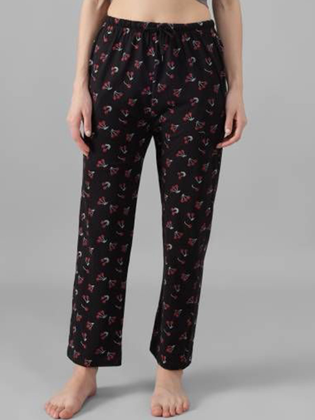 FIT N FAME Printed Cotton Mid-Rise Lounge Pant