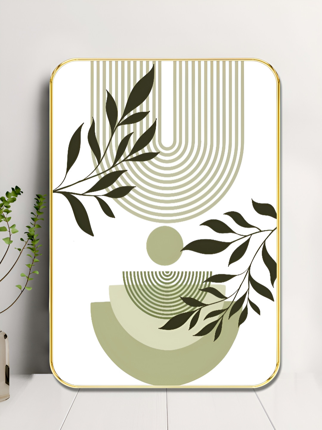 Myntra Elegant Homes White & Green Floral & Botanical Printed Wooden Wall Art