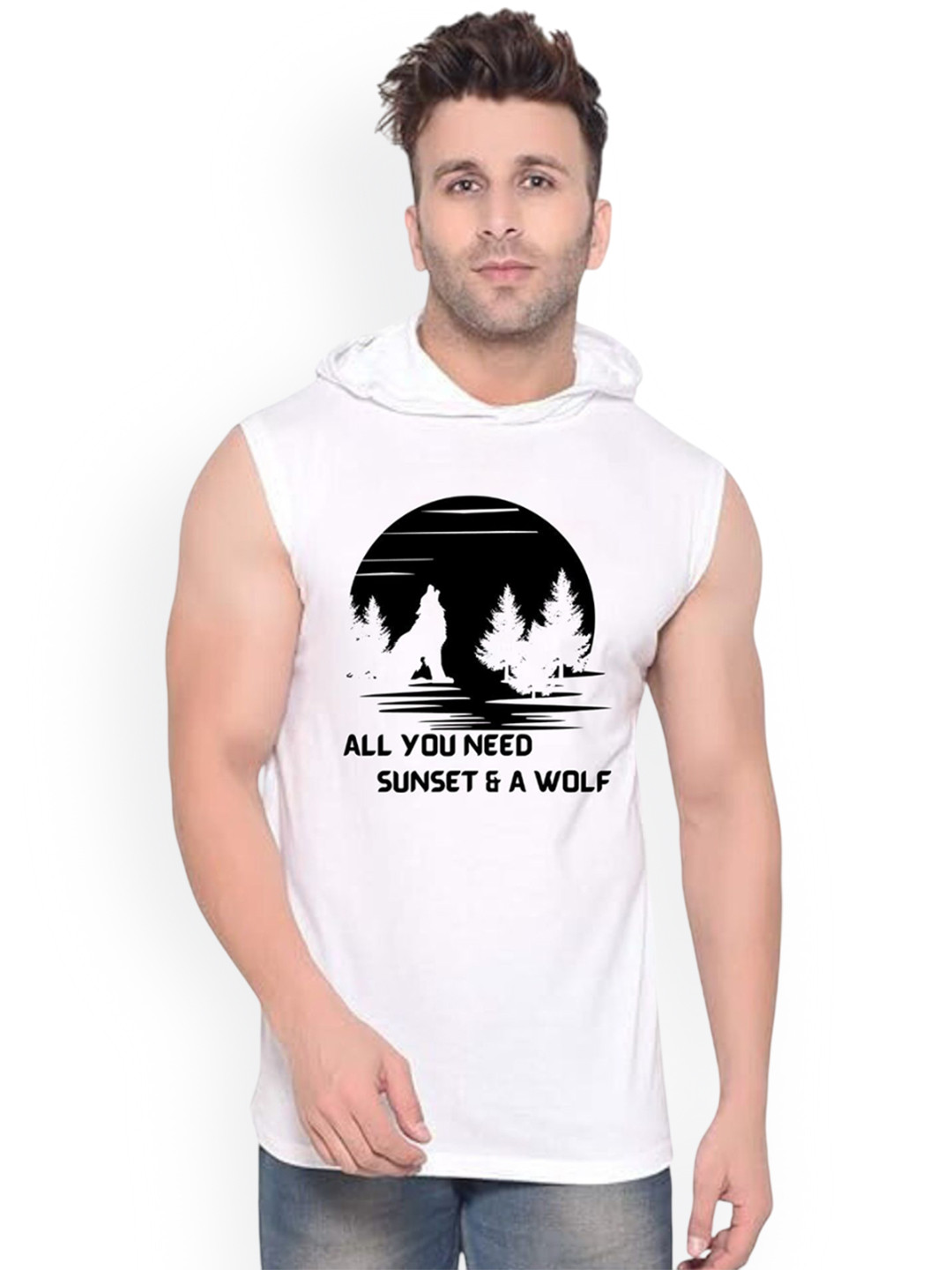 Fashnobic All You Need Is Sunset And A Wolf Printed Gym Vests K__print-49_gym_vest_white