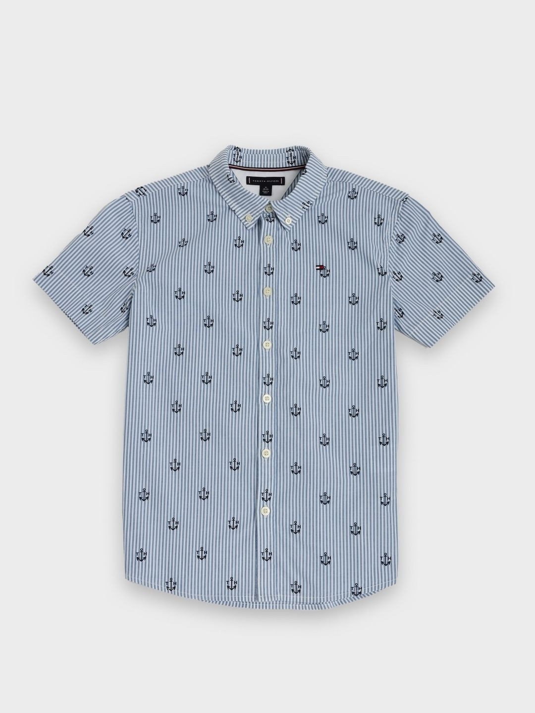 Tommy Hilfiger Boys Outlet Striped Spread Collar Twill Pure Cotton Shirt