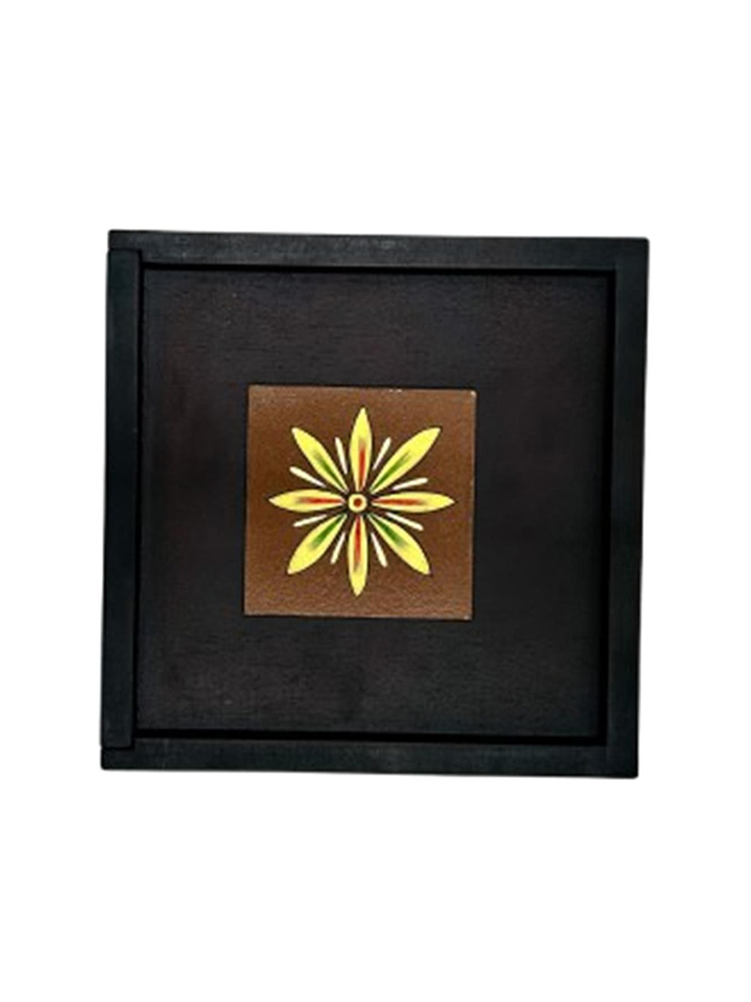 Angira Handicrafts Black Floral Wood Flip Top Box Container Set