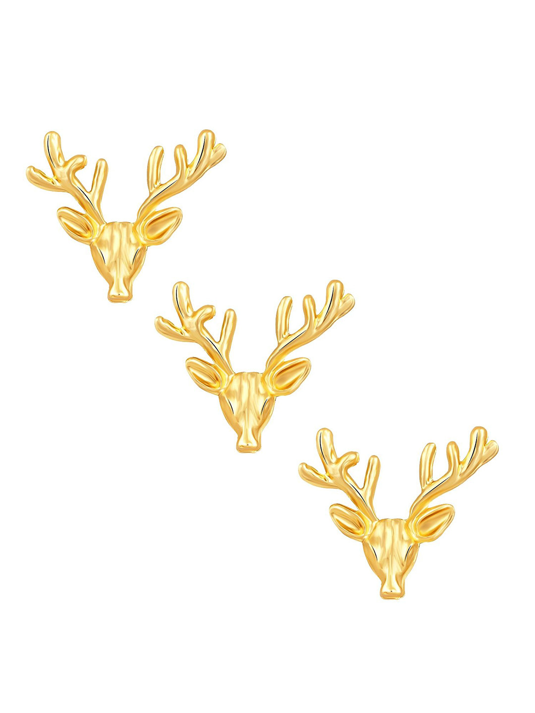 Mahi Set of 3 Deer-Face Shaped Wedding Brooch  Lapel Pin  Collor Pin