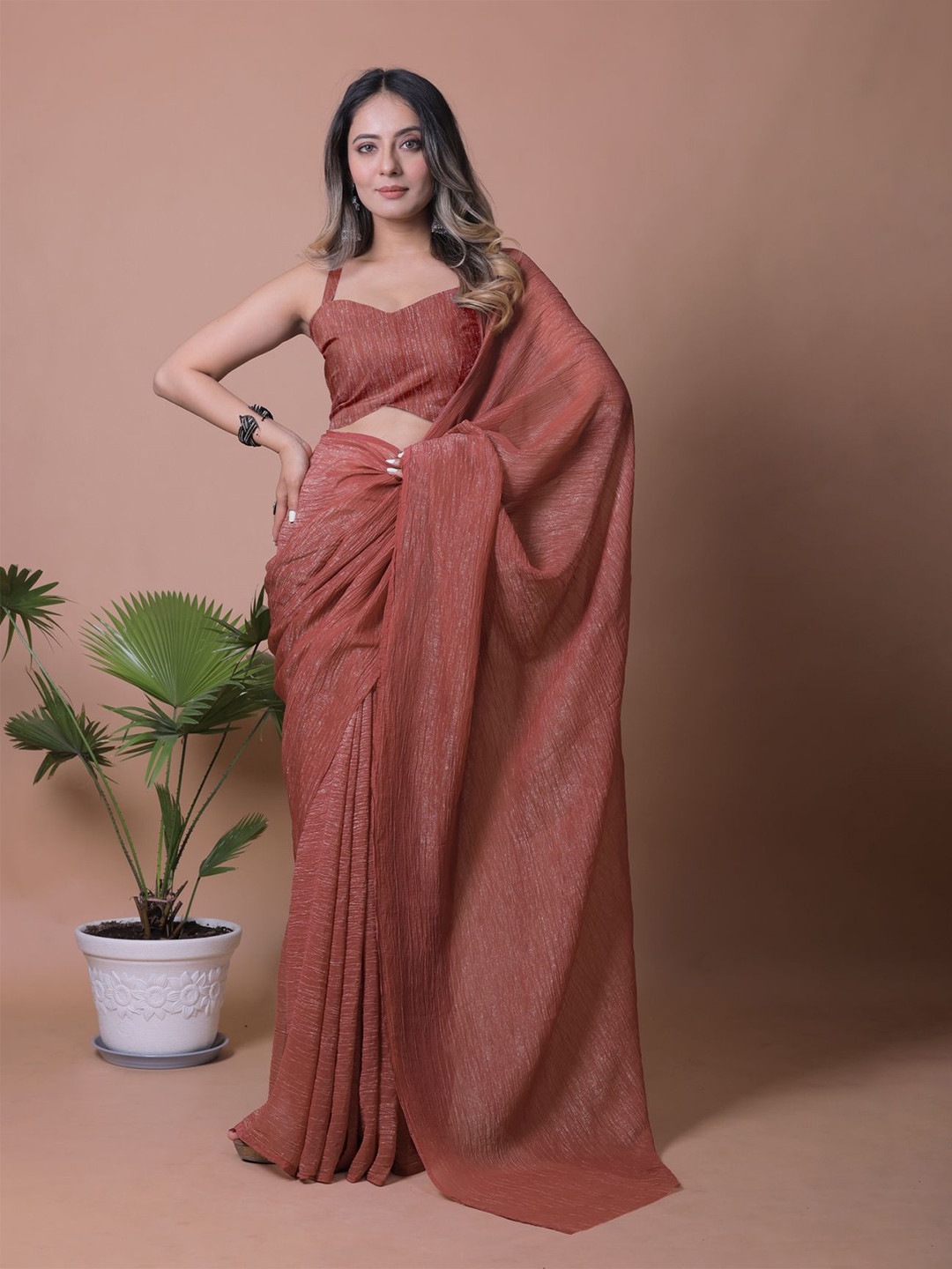 Anneca Shimmer Crunchy Tissue Party wear Saree