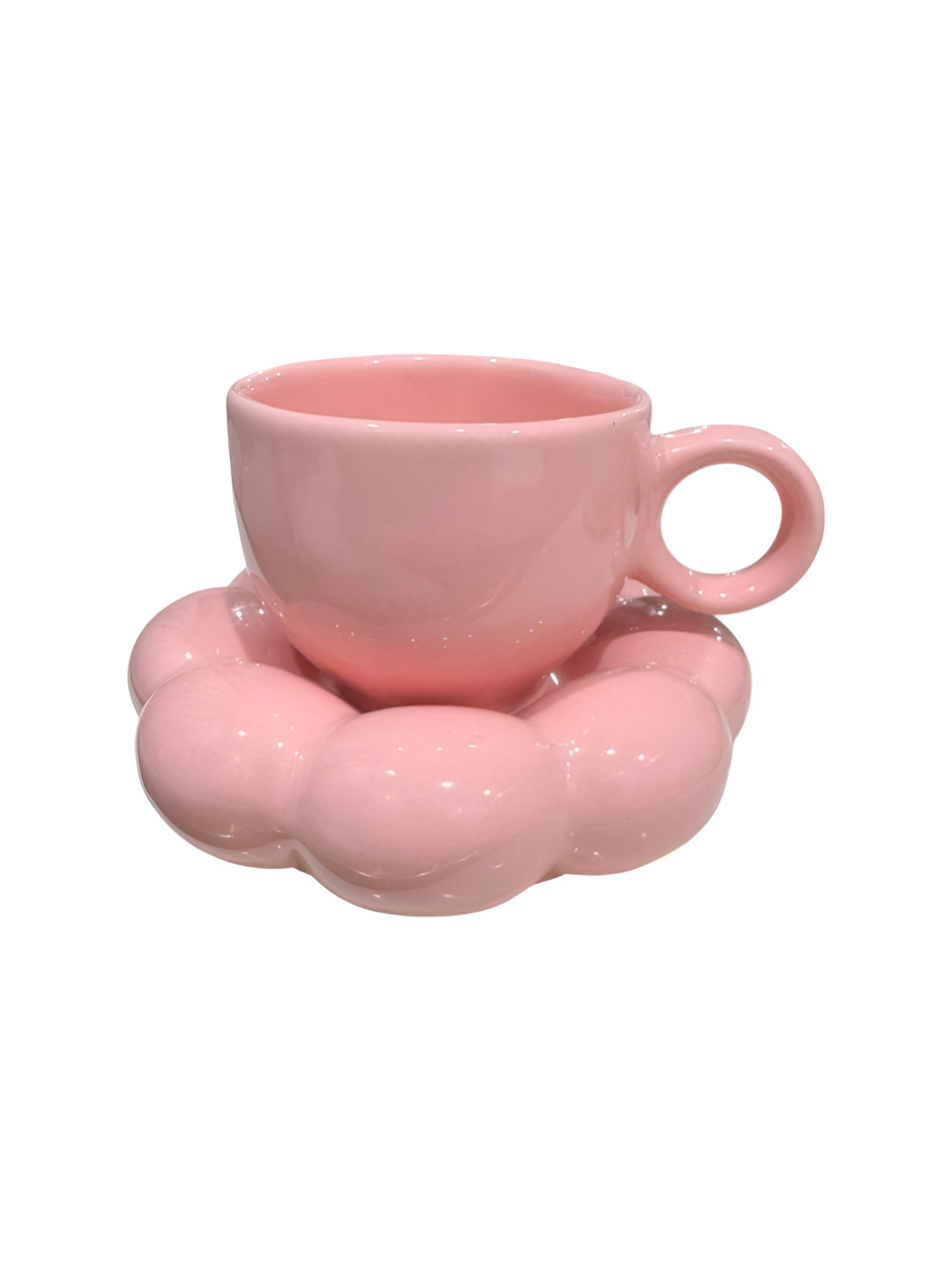 Dainty Little Shop Pink Bubble Ceramic Mug & Saucer Set