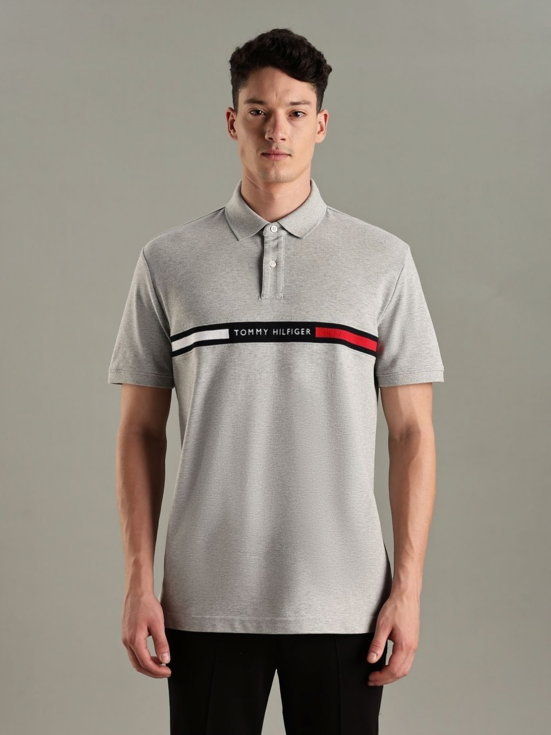 Tommy Hilfiger U.S Collection Brand Logo Printed Polo Collar Cotton T-shirt